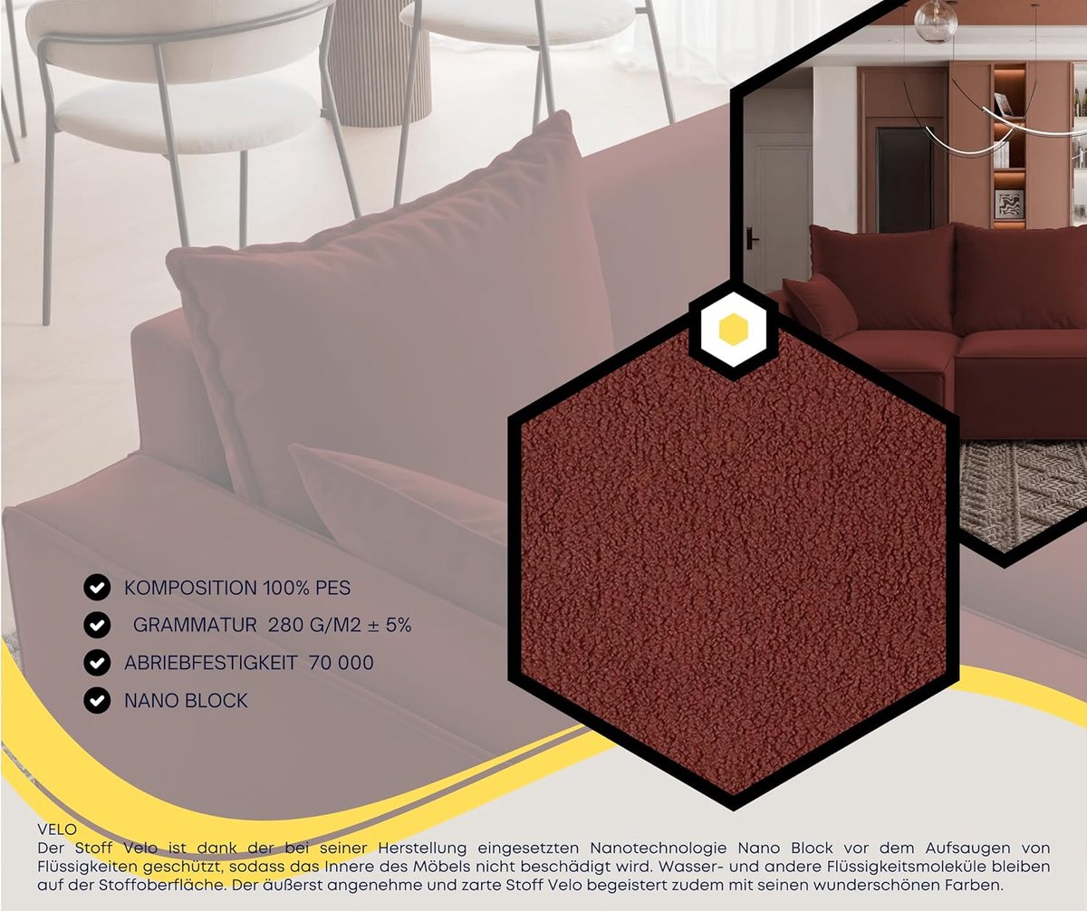Hoekbank met Slaapfunctie 246 x 145 cm – L-Vorm Slaapbank met Bedlade – Universele Hoek Links/Rechts – 3-Zits Sofa met Opbergruimte – rode wigin – Pauwhome
