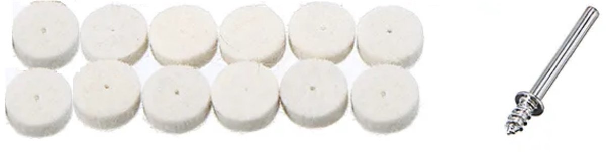 12 Stuks - Multitool polijstschijf Ø13mm x 5mm inclusief standaard opspandoorn Ø3,2mm voor Dremel - Polijsten