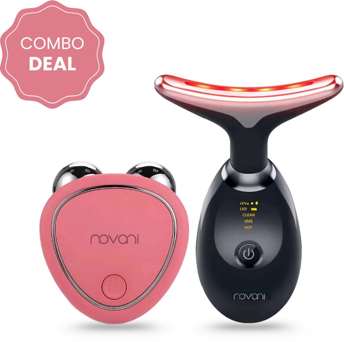 Novani 2 in 1 Facelifting Microcurrent | Anti Ageing | huidverjonging | Huidverjongingsapparaat | Facelift apparaat | Anti rimpel - LED Behandeling