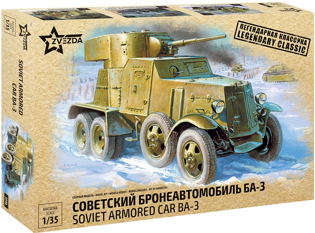 Zvezda Modelbouwpakket Militaire voertuigen - 3546 BA-3 Mod. 1934 - Sovjet Gepantserd Voertuig Plastic - 1:35 - Modelbouw