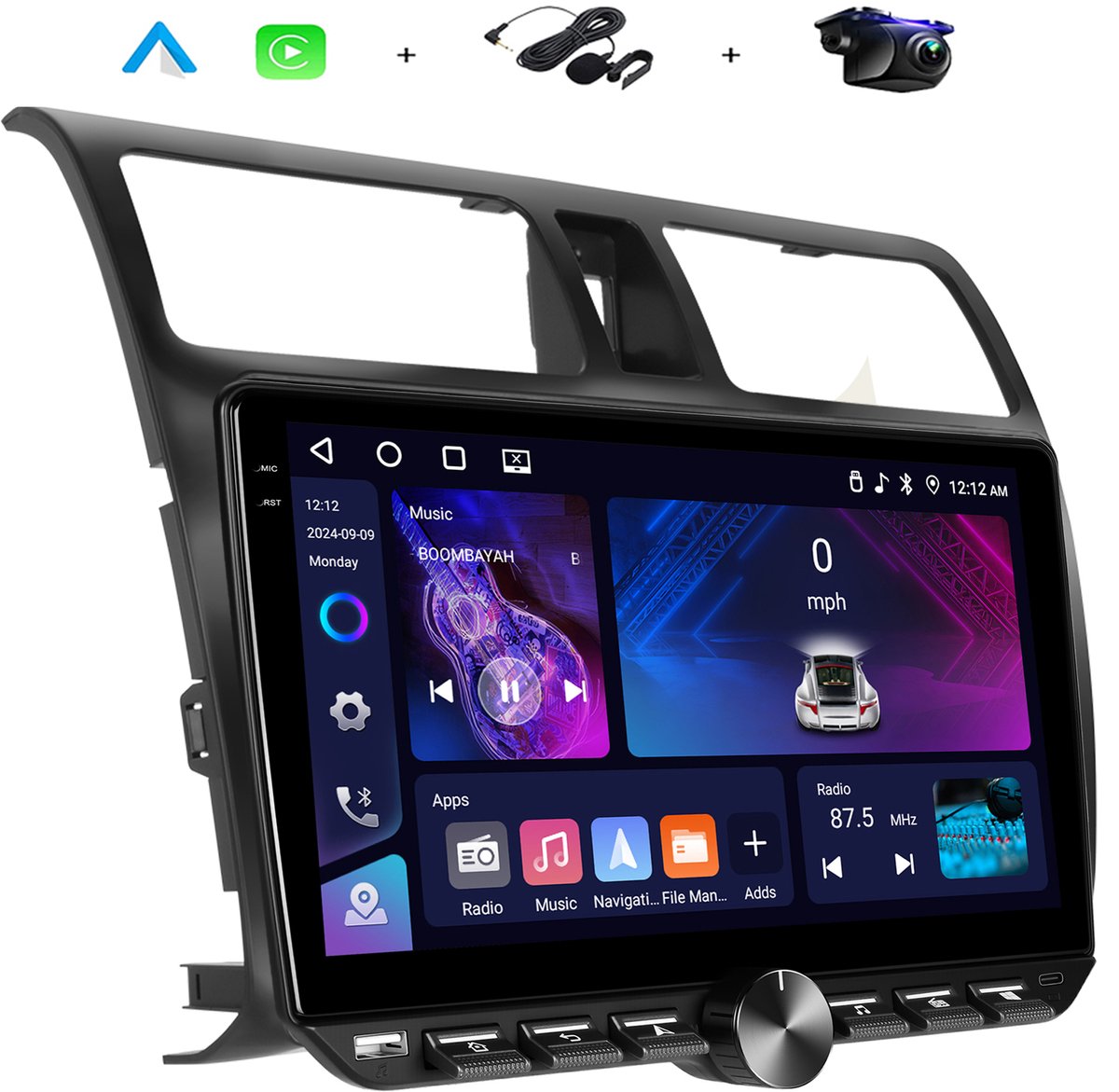 Boscer Autoradio - Geschikt voor Suzuki Swift 2005-2010 - Android 15 - 4+64GB - Draadloze Apple Carplay & Android Auto - 10.1 Inch HD IPS Touchscreen - GPS Navigatiesysteem - Bluetooth, USB, WiFi & MP5 - Achteruitrijcamera & Microfoon