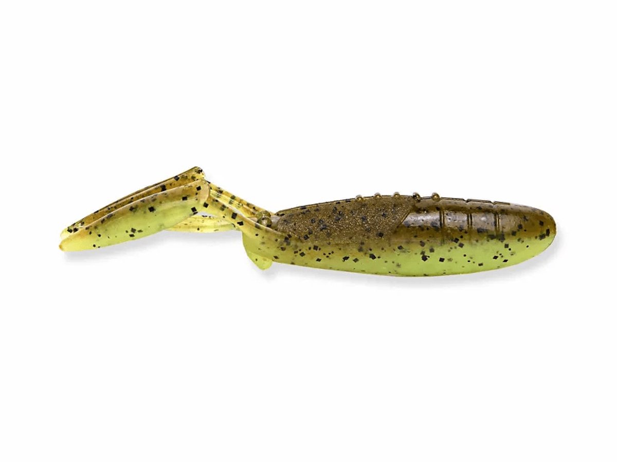 Keitech Glide Camaron 3.5 (9 cm) Softbait - 8 stuks Green Pumpkin Chartreuse 401T