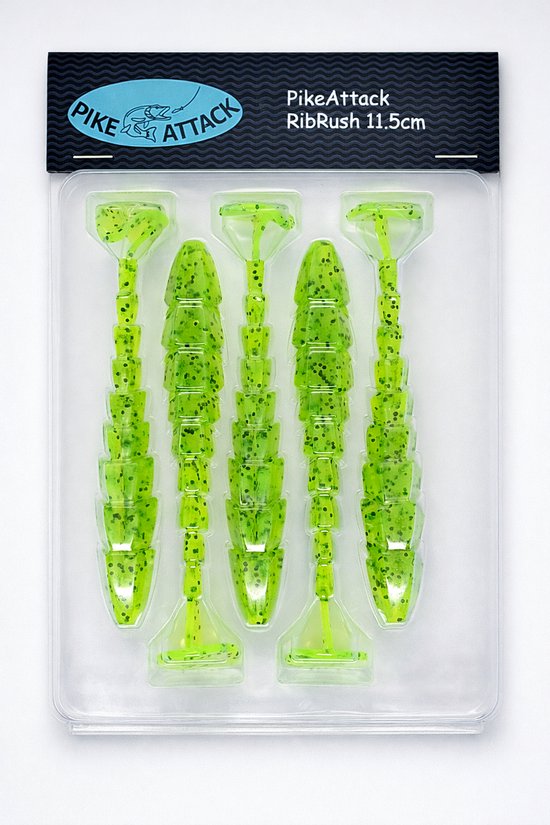 PikeAttack-RibRush-Shad-Softbait-11.5cm-Groen van PikeAttack — afbeelding 2