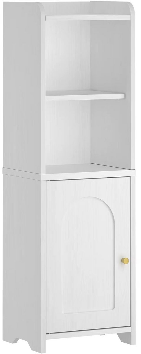 Naiz - Badkamermeubel - Wit - Verstelbare planken - Met deurtje - 20 x 25 x 80 cm