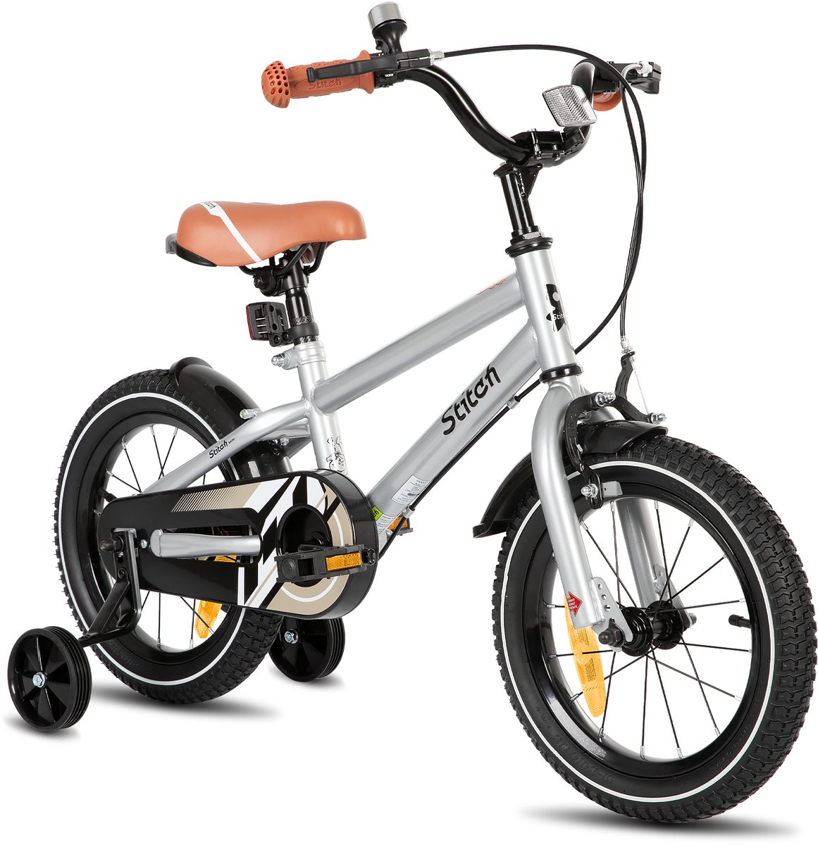 STITCH Totem Jongensfiets - 16 Inch - Kinderfiets voor 4 tot 7 Jaar - Met Zijwieltjes - Zilver - Geschikt voor buitenactiviteiten in de lente
