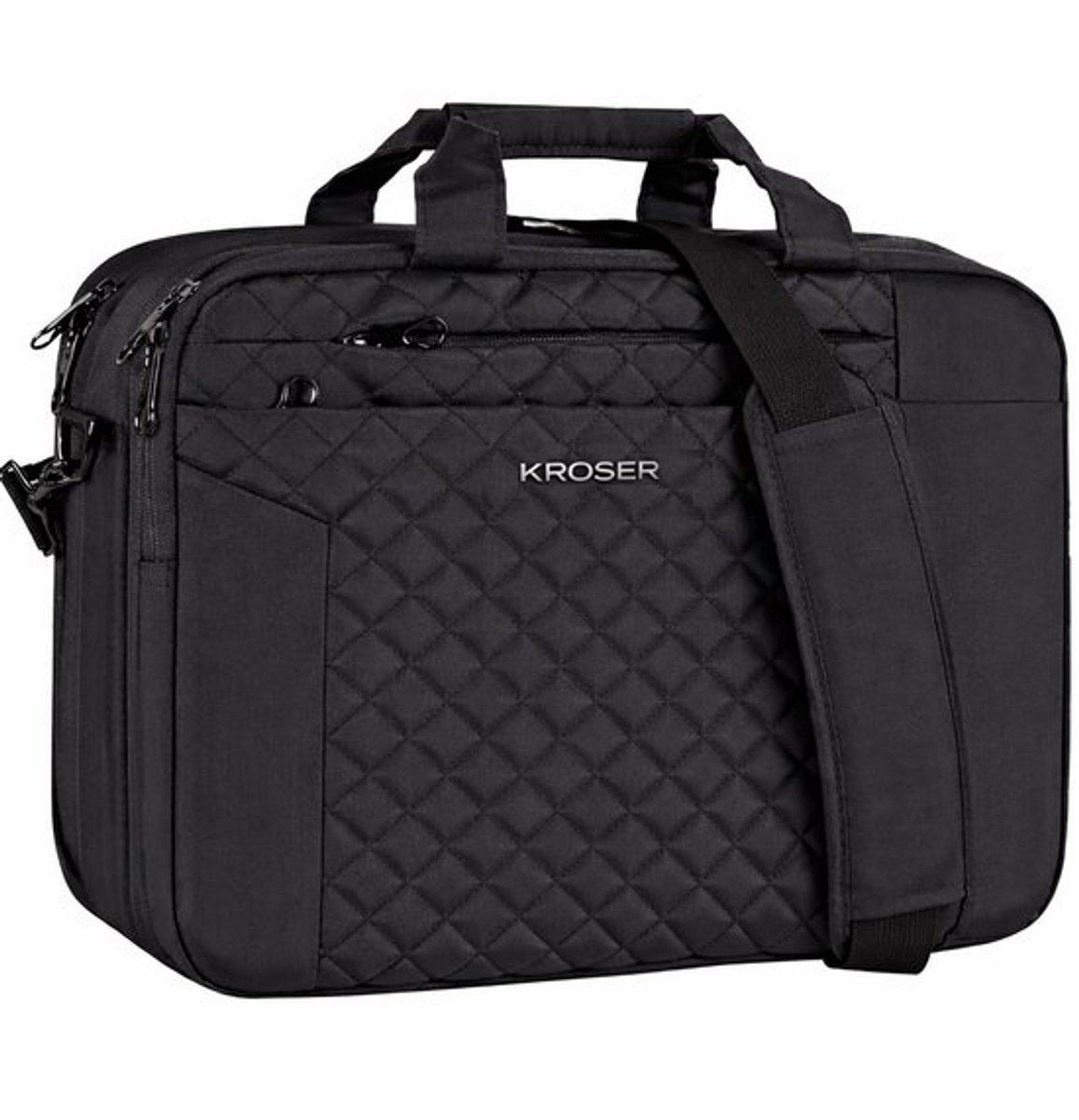 Kroser 17 Inch Laptoptas - Schoudertas - Waterbestendig - Nylon - RFID Bescherming - Computertas - Ruime Vakken - Lichtgewicht - Dames & Heren - Stijl en Comfort - Zwart
