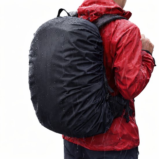 Waterdichte Regenhoes voor Rugzak 25–35 Liter – Universele Regencover Tas – Bescherming tegen Regen & Vuil – 190T Nylon – Zwart