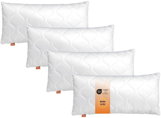 Yelley Hoofdkussen 80x40 Cm – Wolvulling & Katoenen Overtrek, Ademend En Temperatuurregulerend Voor Elk Seizoen