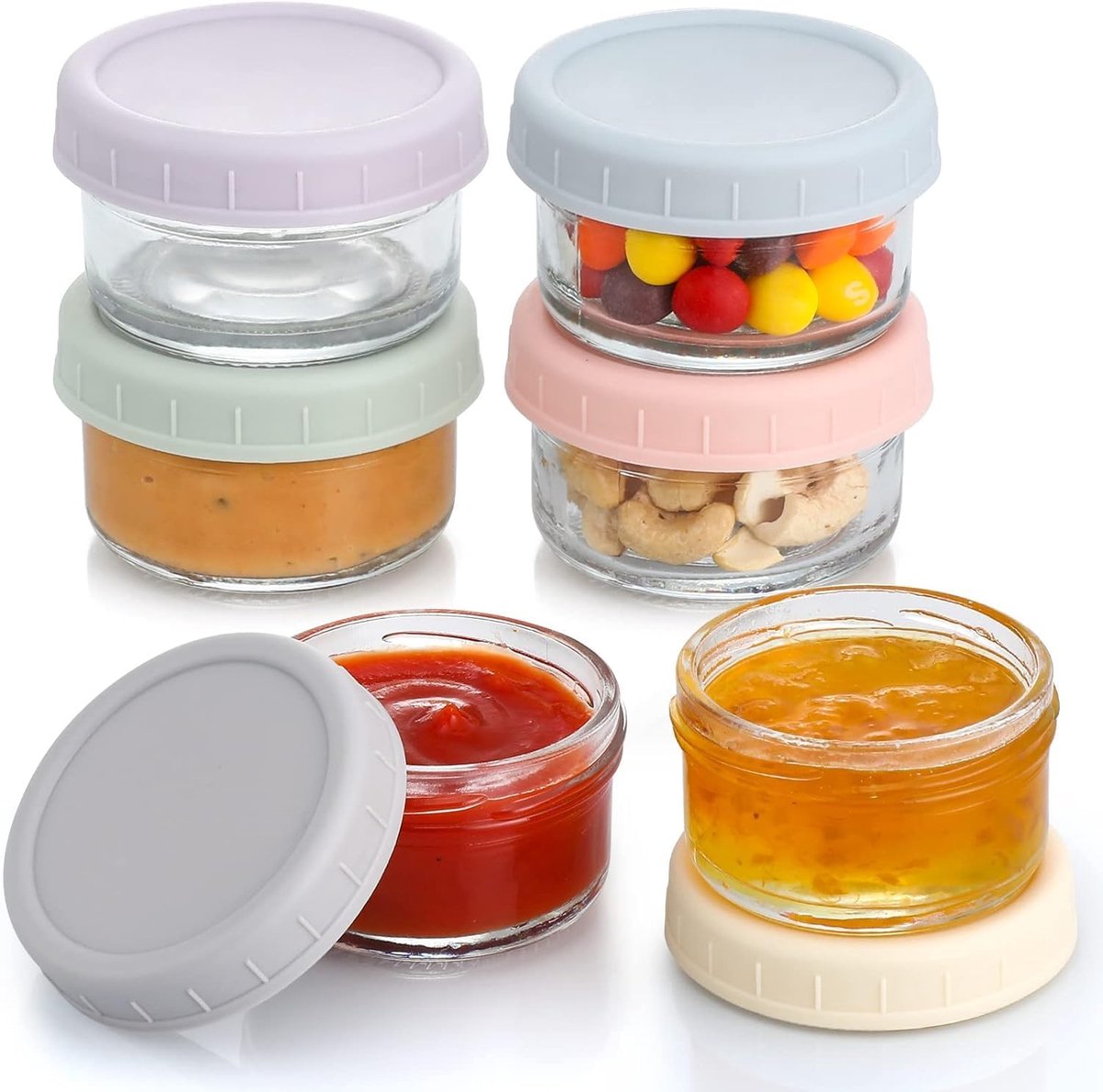 QTTVBTNA – 6-delige Mini Vershoudbakjes – Lekvrije Dressing Bakjes – Glazen Dressingbakjes Set 80 ml met Deksel – Lekvrije Mini Saus – Herbruikbare Voedselbakjes voor Dressing, Saus, Kruiden & Snacks – Geschikt voor Thuis, Lunchbox en Onderweg