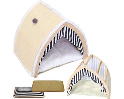 Cats&Co® Katten Krabtent - Houten Frame - 63x51x51CM - Kattenmand - Katten tent - Mand - Poezenmand - Krabpaal - Krabmat