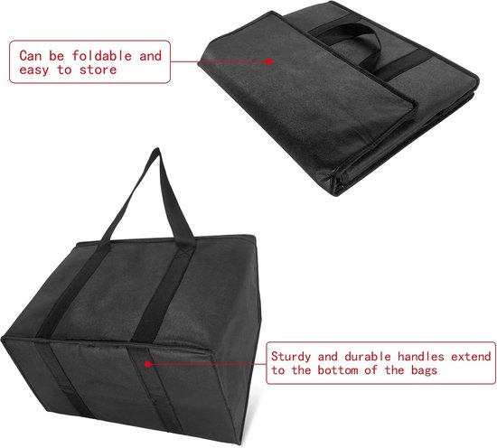 Isolerende Koeltas 2-Pack - Extra Groot & Opvouwbaar - Met Rits & Handvatten - Voor Boodschappen & Takeaway van Merkloos — afbeelding 4