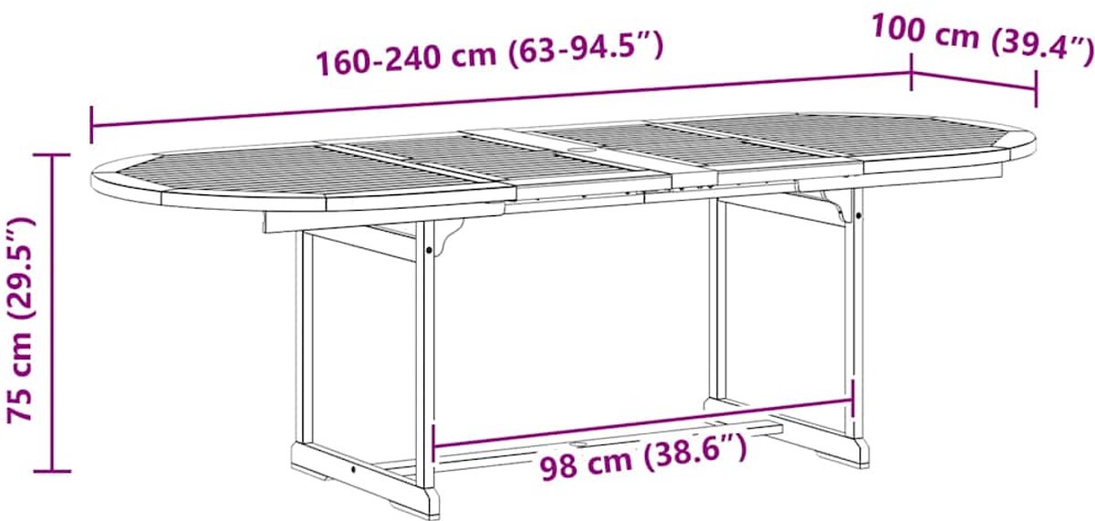 Vidaxl Tuintafel 1 Grijs 240 X 100 X 75 Cm Terrastafel