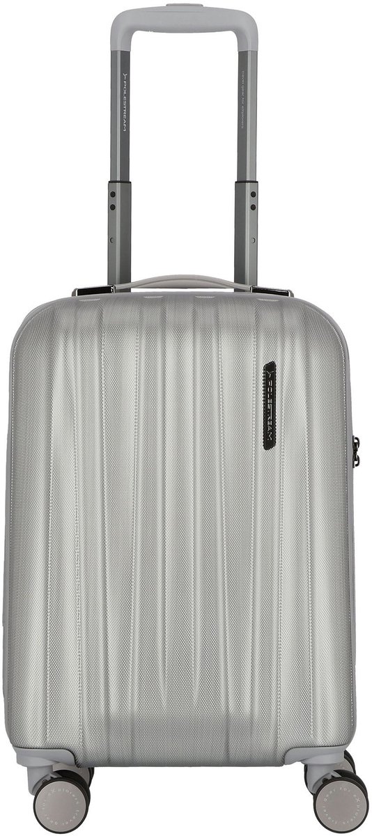 Polestream Moonrock 4 wielen Cabinewagen S 55 cm met uitbreidingsplooi - Harde bagage - TSA slot - silver brushed