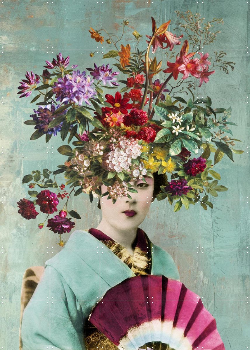 IXXI Botanical Japanese, Marja van den Hurk - 100 x 140 cm - Gratis ophangtool - Grote wanddecoratie en posters - Grafisch Ontwerp, Kleurrijk