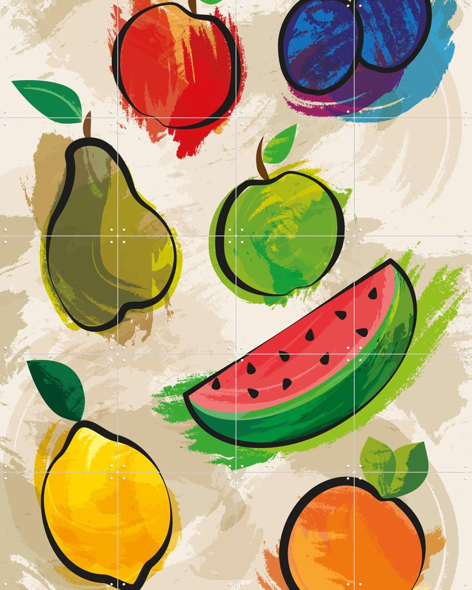 IXXI Fruits, Markus Laible - 80 x 100 cm - Gratis ophangtool - Grote wanddecoratie en posters - Speels, Pop art, Illustraties, Gemengde Technieken