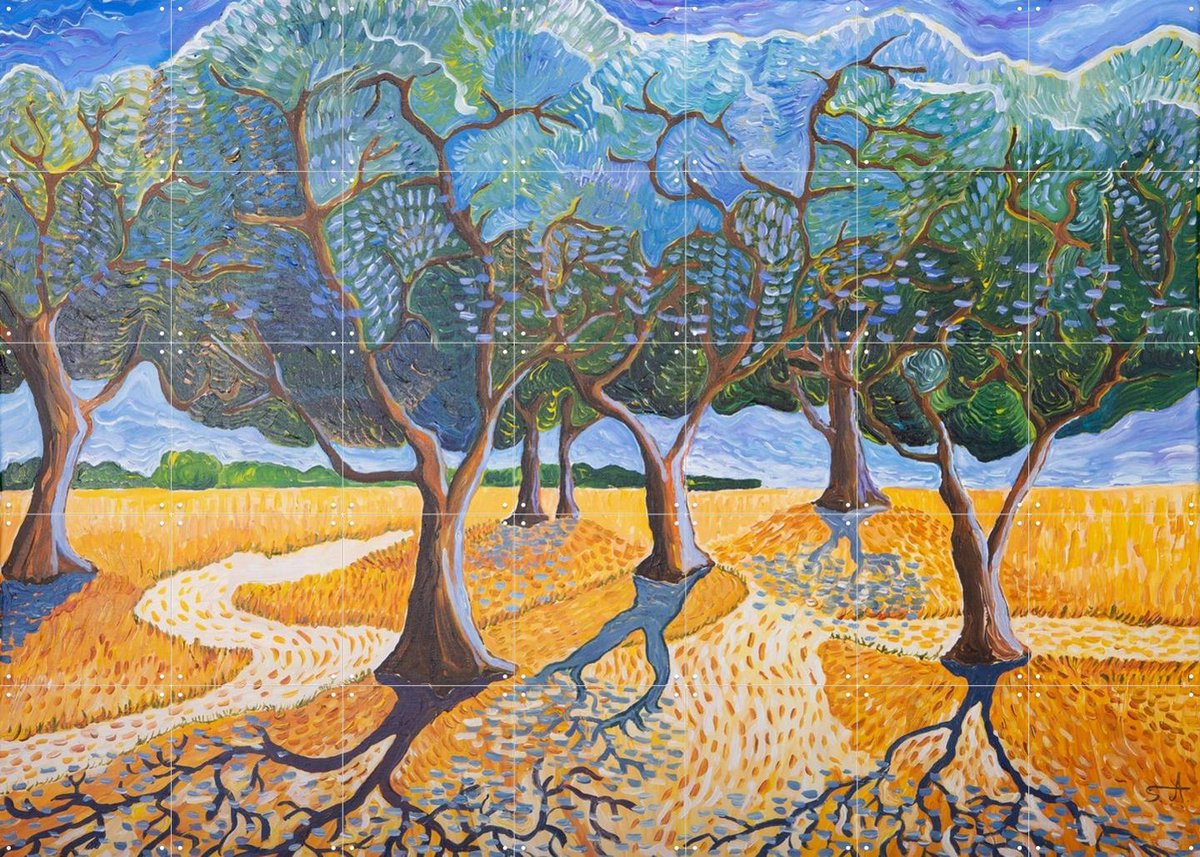 IXXI Trees, Zurab Dariali & Van Gogh 21st Century - 140 x 100 cm - Gratis ophangtool - Grote wanddecoratie en posters - Kleurrijk, Postimpressionisme