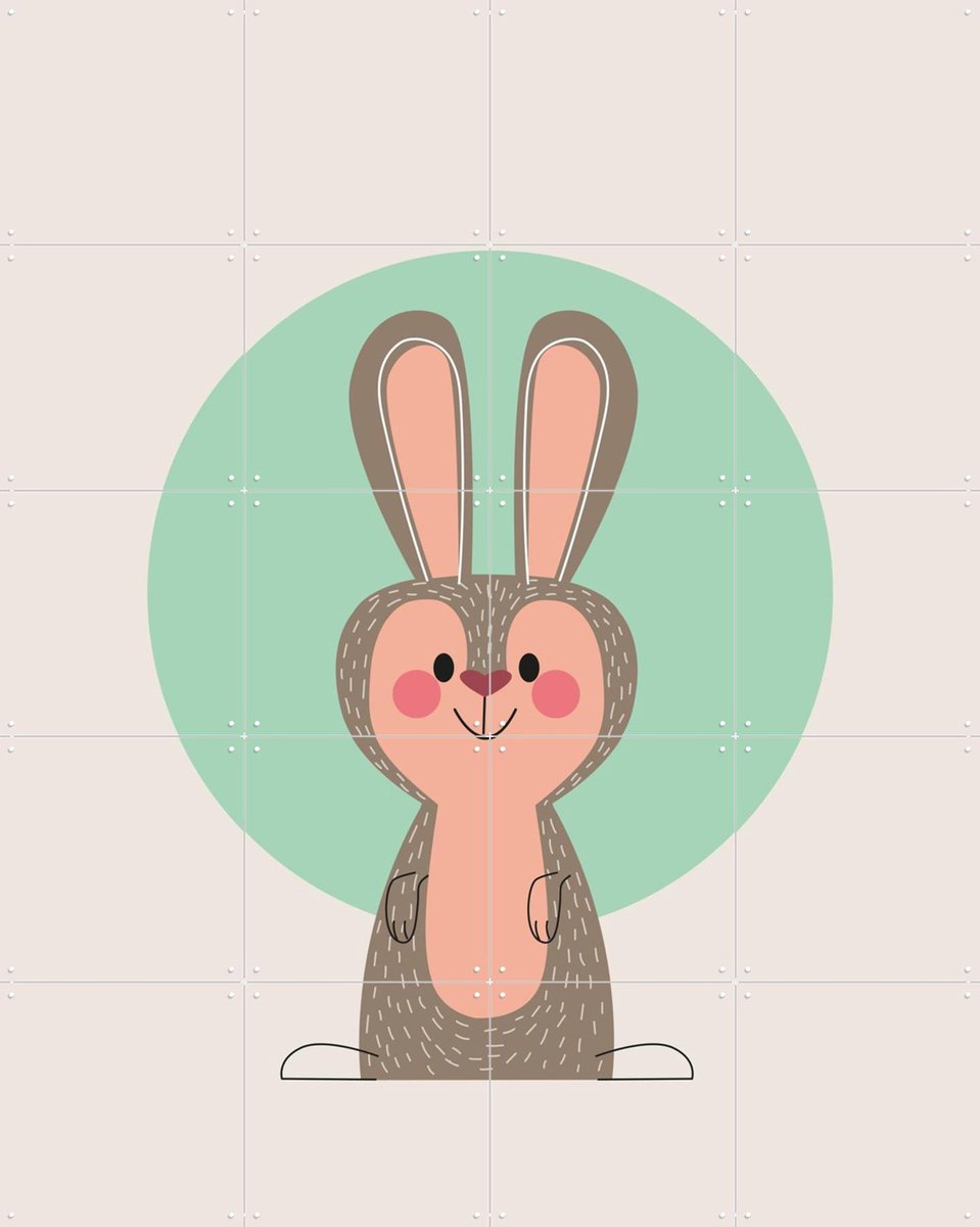 IXXI Rabbit, Jetske Kox - 80 x 100 cm - Gratis ophangtool - Grote wanddecoratie en posters - Speels, Illustraties, Cartoonesk, Digitale Kunst