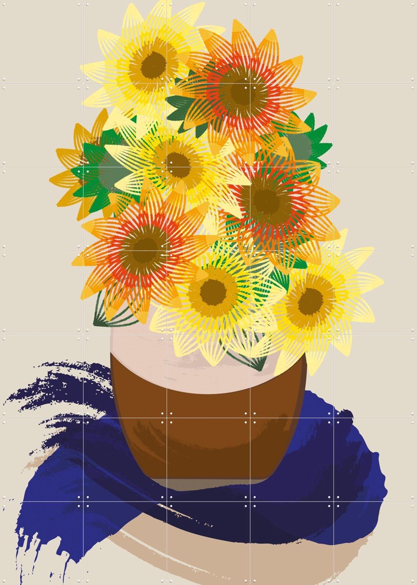IXXI Sunflowers, Markus Laible & Van Gogh 21st Century - 100 x 140 cm - Gratis ophangtool - Grote wanddecoratie en posters - Illustraties, Kleurrijk