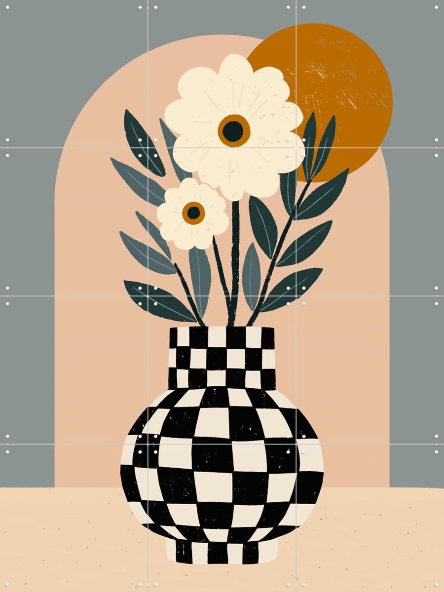 IXXI Whimsical Vases 01, Katarzyna Gąsiorowska & Various - 60 x 80 cm - Gratis ophangtool - Grote wanddecoratie en posters - Fantasierijk, Grafisch