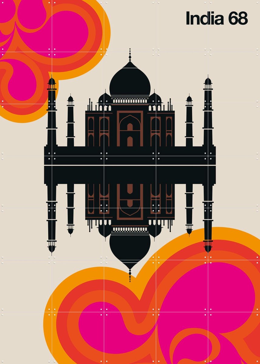 IXXI India 68, Bo Lundberg - 100 x 140 cm - Gratis ophangtool - Grote wanddecoratie en posters - Kleurrijk, Geometrische Kunst, Pop art, Illustraties