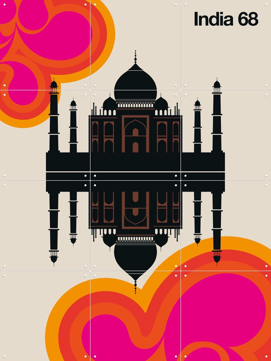 IXXI India 68, Bo Lundberg - 60 x 80 cm - Gratis ophangtool - Grote wanddecoratie en posters - Kleurrijk, Geometrische Kunst, Pop art, Illustraties