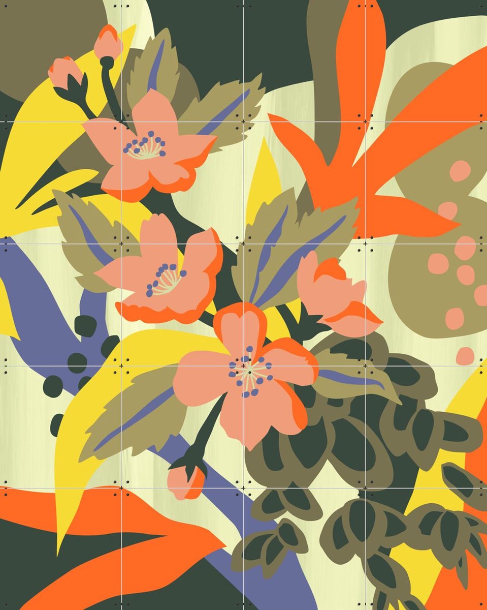 IXXI Flowers are Cool, Megan Gallagher - 80 x 100 cm - Gratis ophangtool - Grote wanddecoratie en posters - Speels, Illustraties, Fantasierijk
