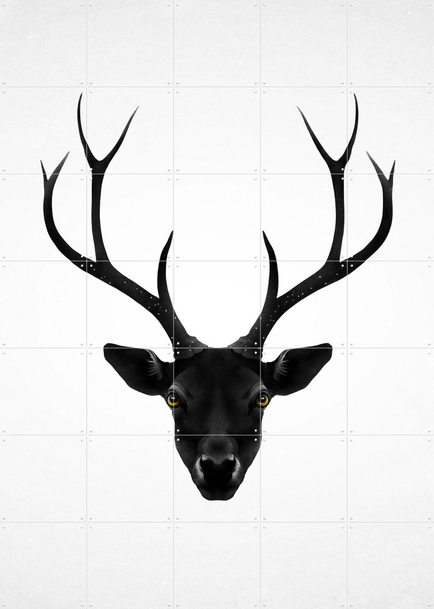 IXXI The Black Deer, Ruben Ireland - 100 x 140 cm - Gratis ophangtool - Grote wanddecoratie en posters - Illustraties, Digitale Kunst, Minimalisme