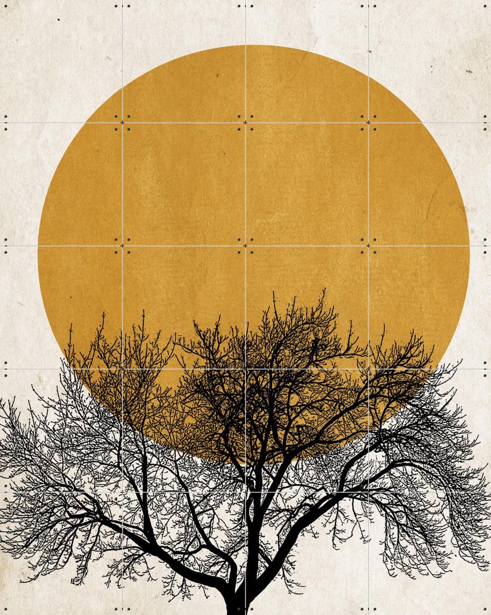 IXXI Wintermorgen, Kubistika - 80 x 100 cm - Gratis ophangtool - Grote wanddecoratie en posters - Minimalisme, Abstract, Geometrische Kunst