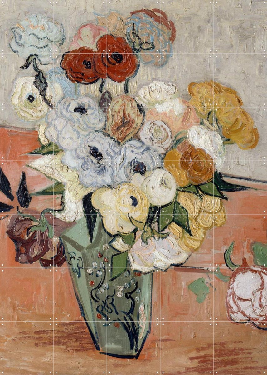 IXXI Rozen en anemonen, Vincent van Gogh (1853 - 1890) & Bridgeman Images - 100 x 140 cm - Gratis ophangtool - Grote wanddecoratie en posters -