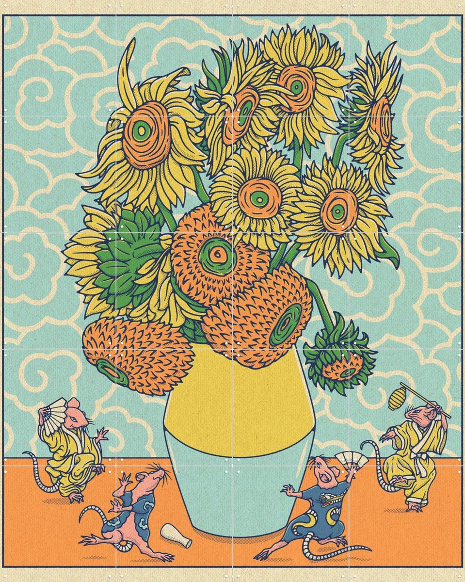 IXXI A Dance for the Sun, Ryan Ragnini - 80 x 100 cm - Gratis ophangtool - Grote wanddecoratie en posters - Pop art, Kleurrijk, Grafisch Ontwerp