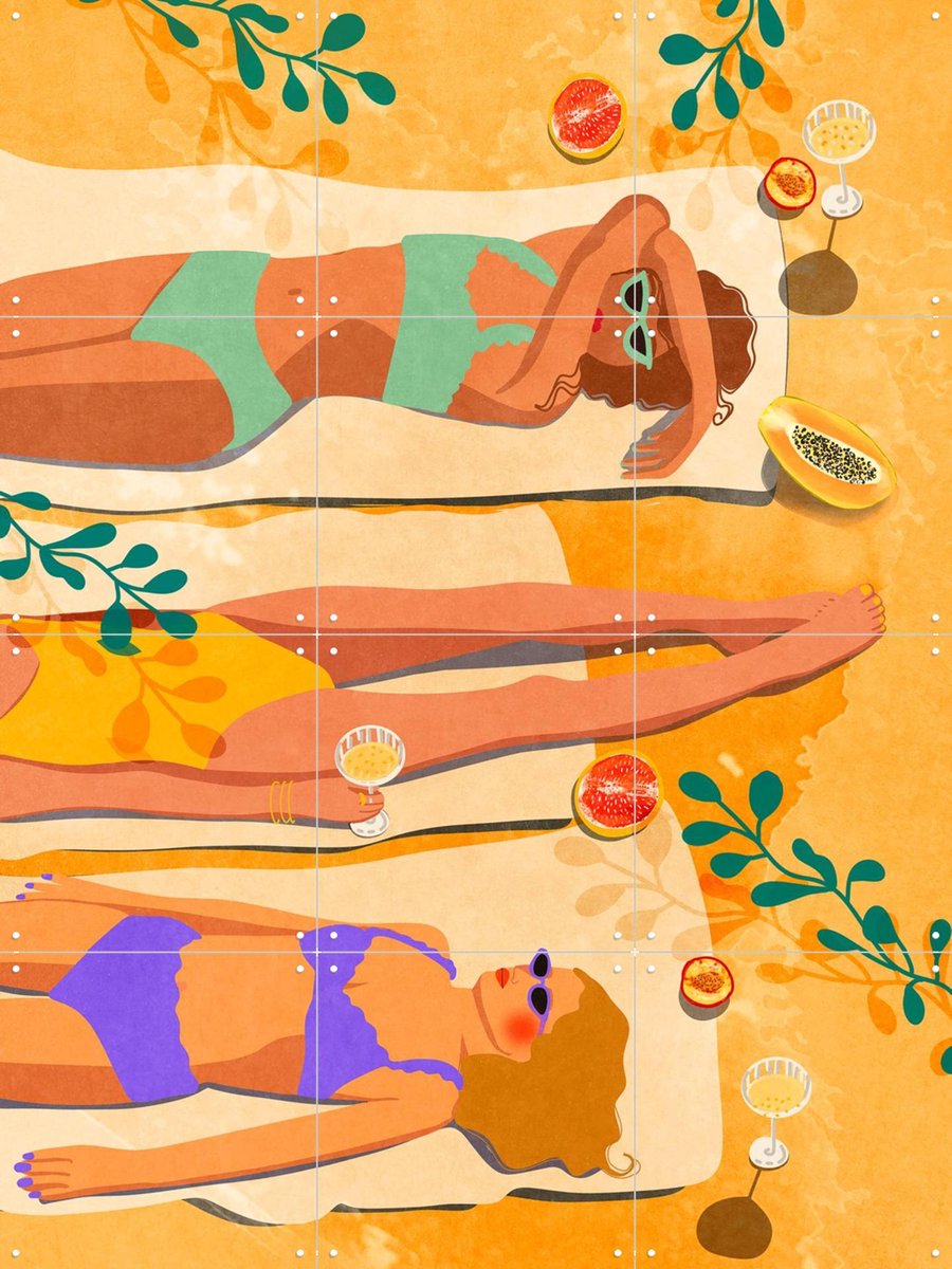 IXXI Summer Girls, Raissa Oltmanns - 60 x 80 cm - Gratis ophangtool - Grote wanddecoratie en posters - Illustraties, Grafisch Ontwerp, Kleurrijk