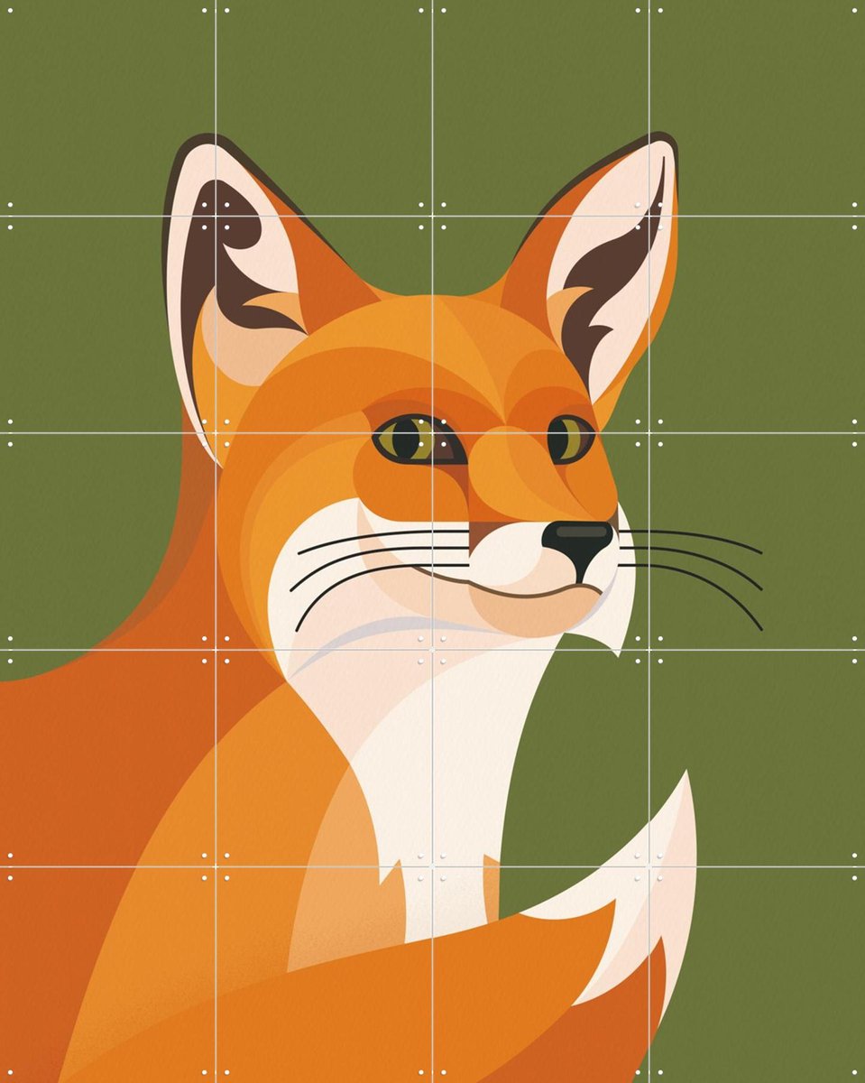 IXXI Vos, Elke Uijtewaal - 80 x 100 cm - Gratis ophangtool - Grote wanddecoratie en posters - Geometrische Kunst, Illustraties, Digitale Kunst