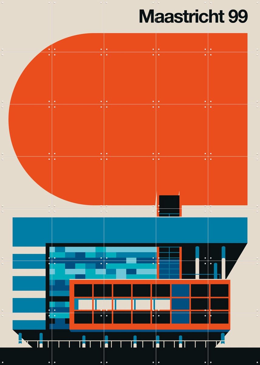IXXI Maastricht 99, Bo Lundberg - 100 x 140 cm - Gratis ophangtool - Grote wanddecoratie en posters - Geometrische Kunst, Illustraties, Kleurrijk
