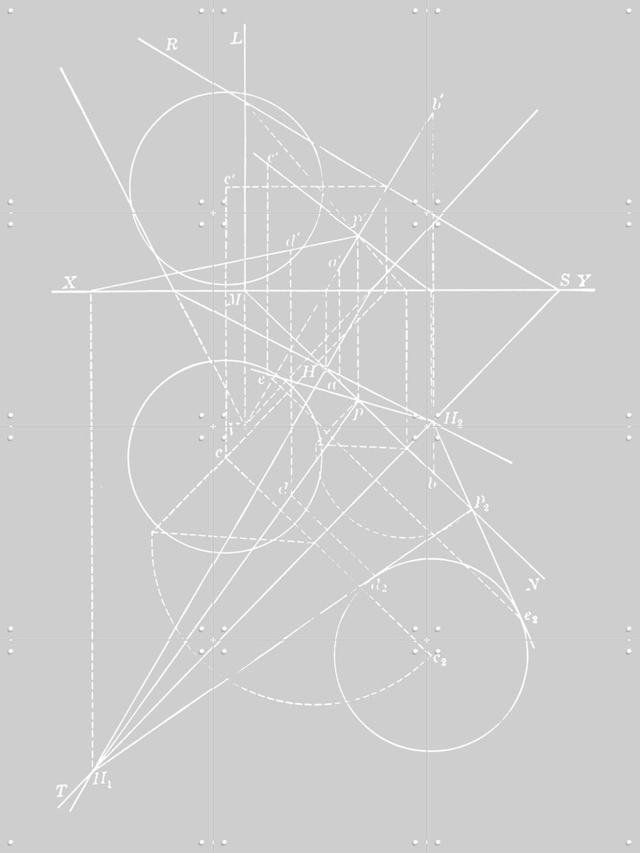IXXI Compases Grey, Aster Edition - 60 x 80 cm - Gratis ophangtool - Grote wanddecoratie en posters - Grafisch Ontwerp, Technische Tekening, Line art