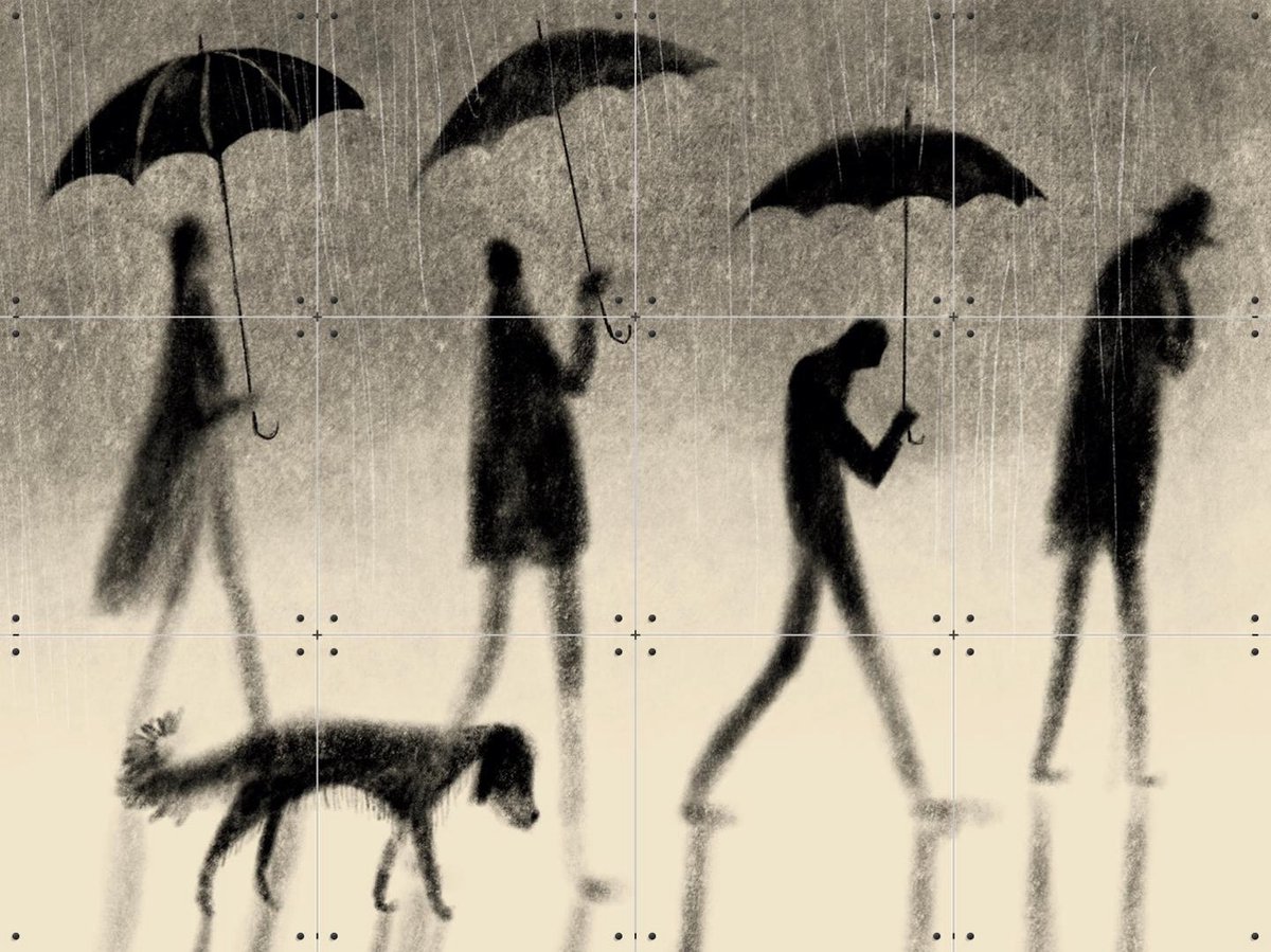 IXXI Loving Rain, Jeska Verstegen - 80 x 60 cm - Gratis ophangtool - Grote wanddecoratie en posters - Illustraties, Slaapkamer, Woonkamer, Gang
