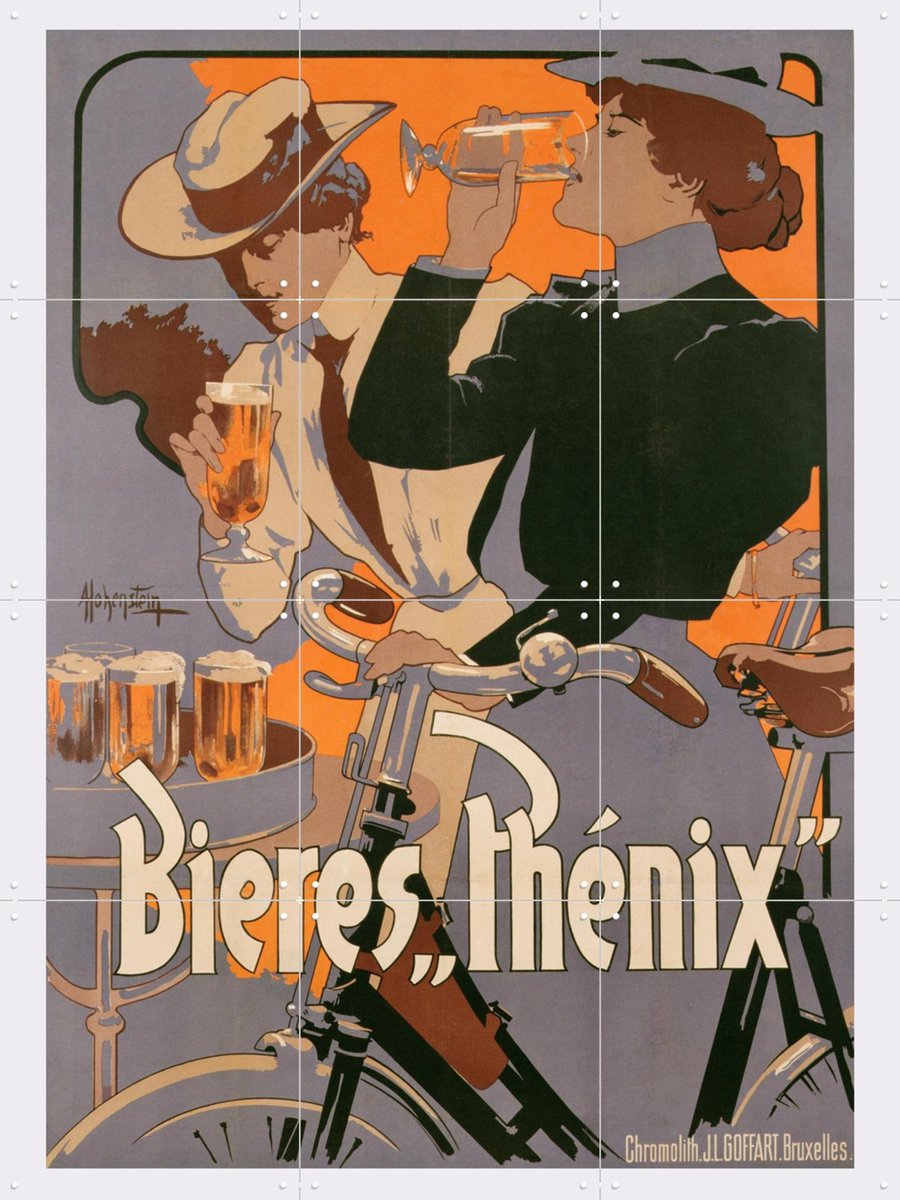 IXXI Phoenix Beer, Bridgeman Images - 60 x 80 cm - Gratis ophangtool - Grote wanddecoratie en posters - Illustraties, Art Nouveau, Vintage, Eetkamer