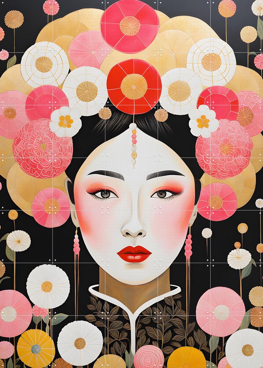 IXXI Misaki, Artclaud - 100 x 140 cm - Gratis ophangtool - Grote wanddecoratie en posters - Gemengde Technieken, Illustraties, Grafisch Ontwerp