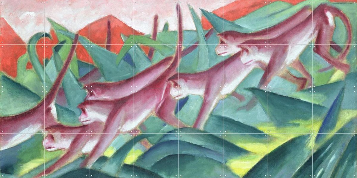 IXXI Monkey Frieze 1911, Franz Marc & Bridgeman Images - 160 x 80 cm - Gratis ophangtool - Grote wanddecoratie en posters - Klassiek, Kleurrijk