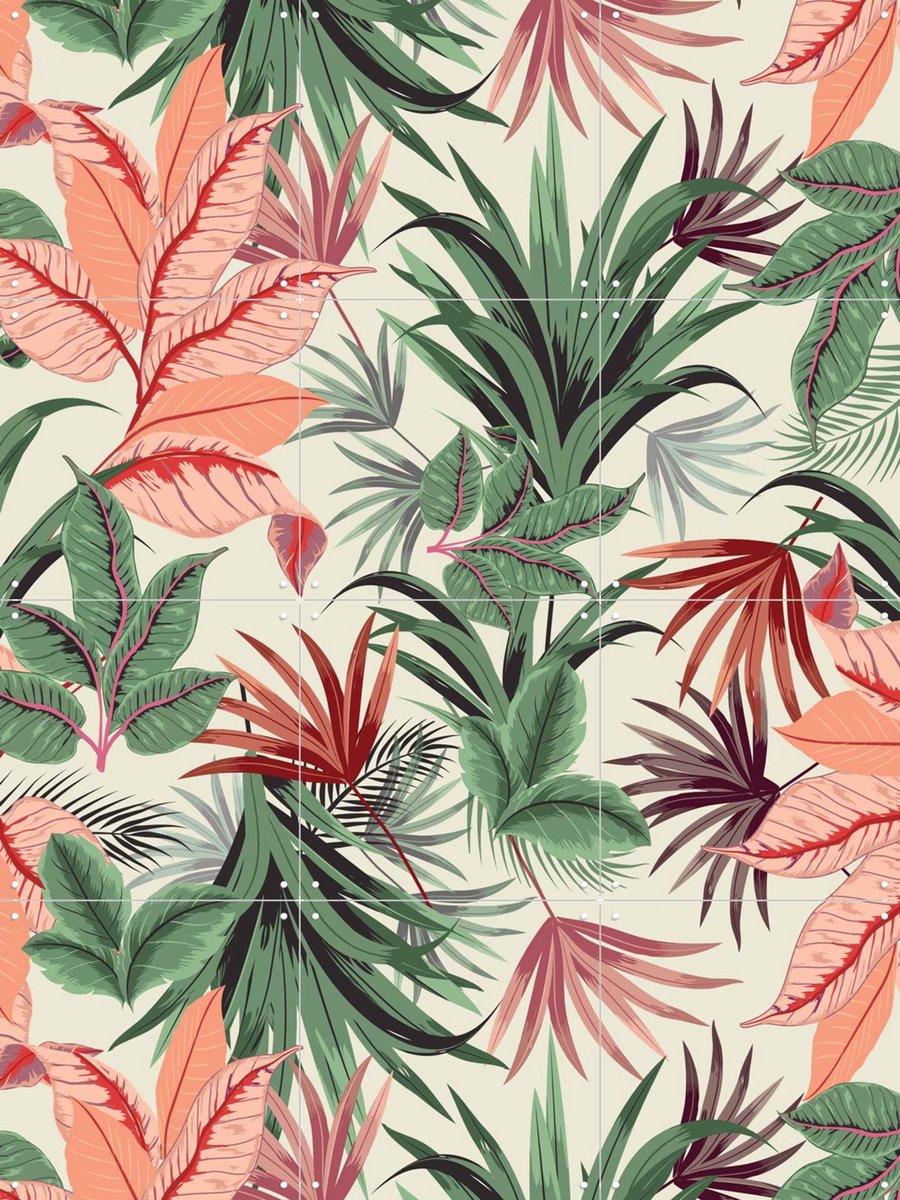 IXXI Pink Jungle, Creative Lab Amsterdam - 60 x 80 cm - Gratis ophangtool - Grote wanddecoratie en posters - Illustraties, Grafisch Ontwerp