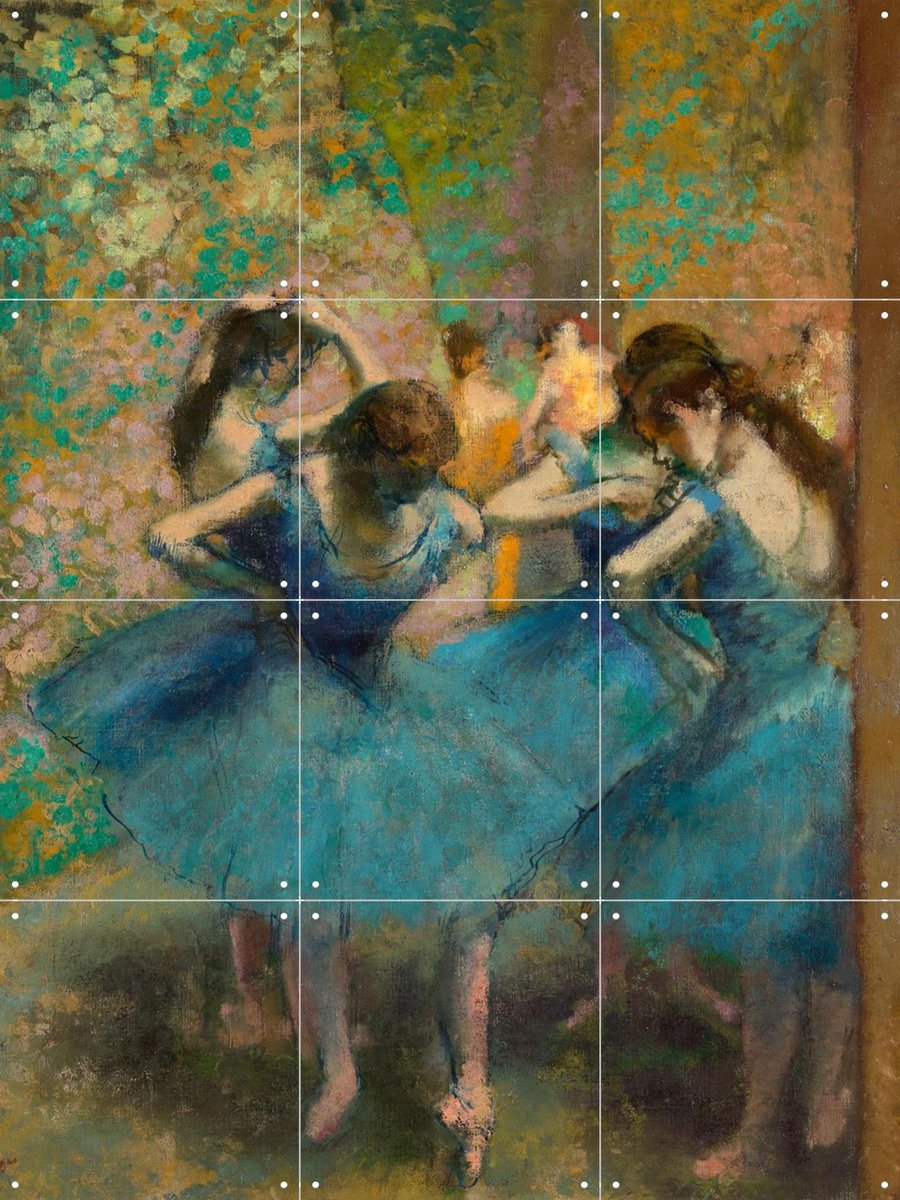 IXXI Blue Dancers, Edgar Degas & Bridgeman Images - 60 x 80 cm - Gratis ophangtool - Grote wanddecoratie en posters - Klassiek, Impressionisme, Gang