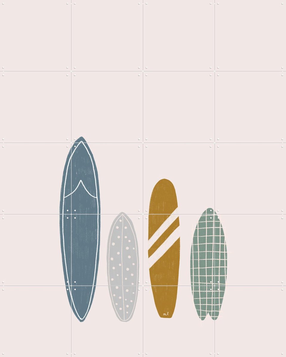 IXXI Surfboards, Menina Lisboa & Various - 80 x 100 cm - Gratis ophangtool - Grote wanddecoratie en posters - Minimalisme, Illustraties, Grafisch