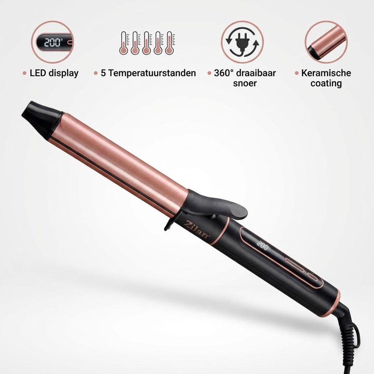 Zilan Krultang 28mm met LED Display en Keramische Krulstaaf - afbeelding 3