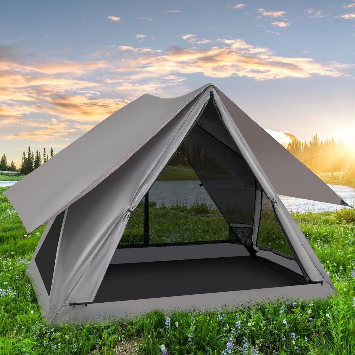 KOMFOTTEU Campingtent waterdicht voor 2-3 personen, automatisch werptent, pop-up tent instanttent rugzaktent winddicht outdoor voor reizen, trektochten, kamperen, koepeltent familietent draagbaar met tas – foto 3