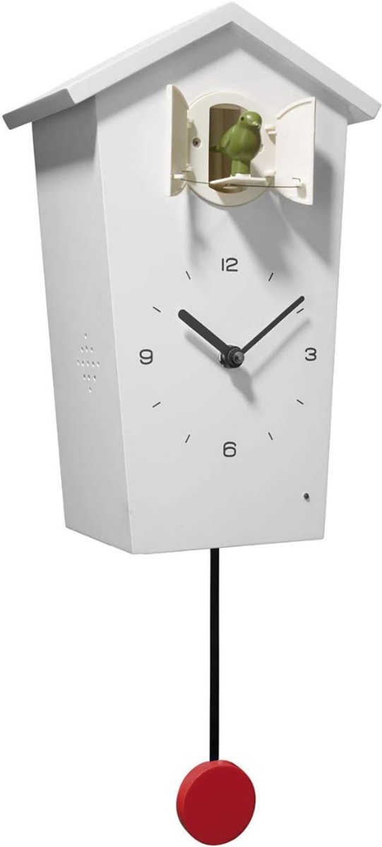 Core® Koekoeksklok Modern - Wandklok - Wekker - Inclusief Nachtfunctie - Wit - 18cm x 4cm x 28cm
