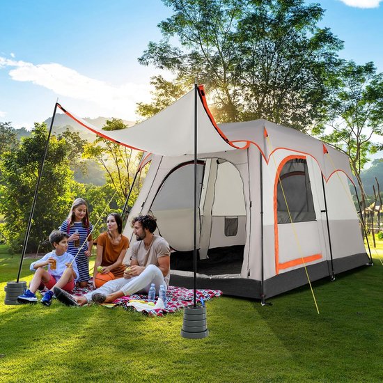KOMFOTTEU Campingtent voor 4-6 personen, strandtent met voortent, waterdichte tunneltent met gaasramen en ingangen, dubbellaagse familietent met draagtas, voor kamperen en trekking van Merkloos — afbeelding 2