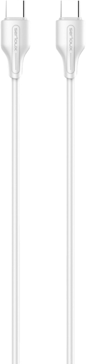 Serioux USB-C naar USB-C Kabel 2 m – 65 W – Dataoverdracht & Opladen – Universeel – Wit