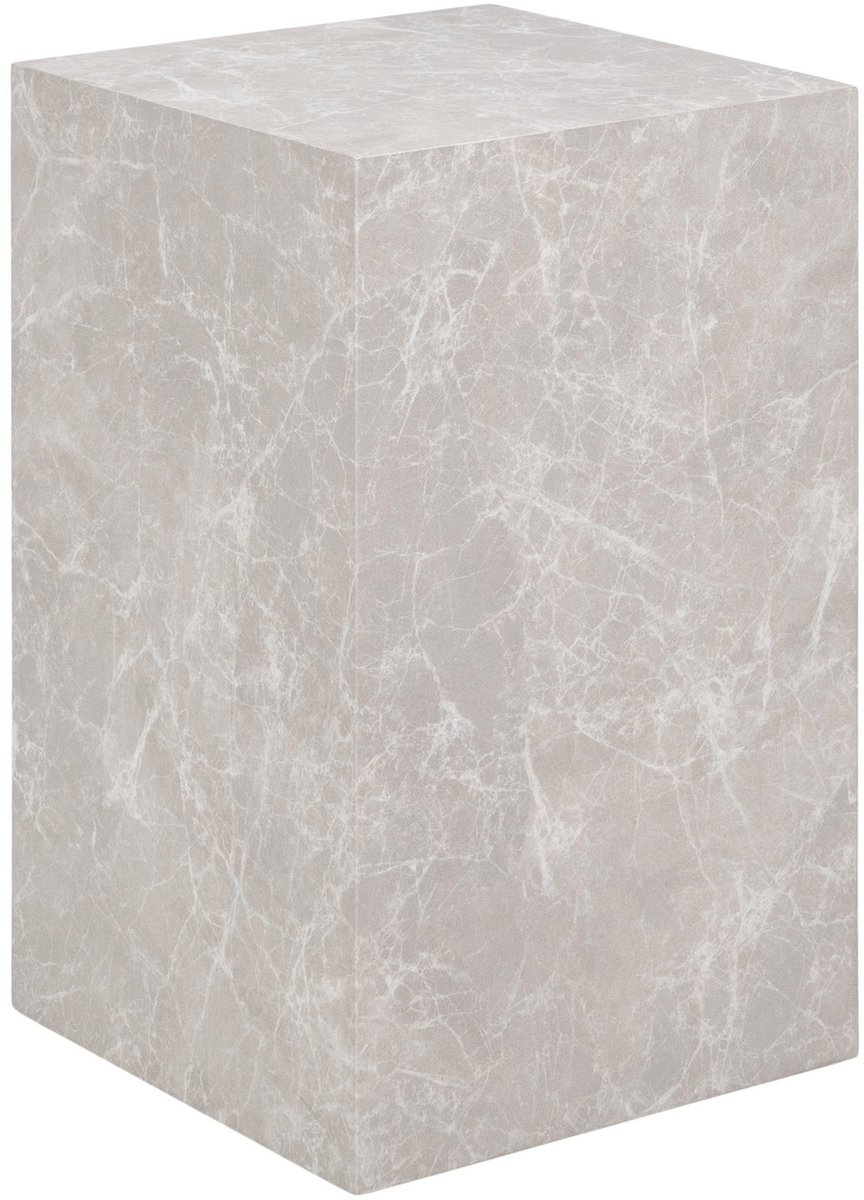 House Nordic Bijzettafel Prague - Rond Beige Marmerlook - Ø30x50cm