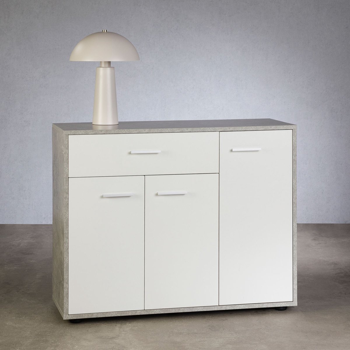 Schoenkast DEUSTO - betonlook/wit
