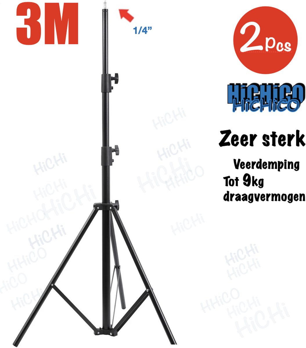 HiCHi® Camerastatief – TRIPOD - lichtstandaard - Statief - STATIEF STANDAARD 90~3M met veerdemping, belastbaar gewicht tot 9Kg, schroef 1.4” - 1Paar