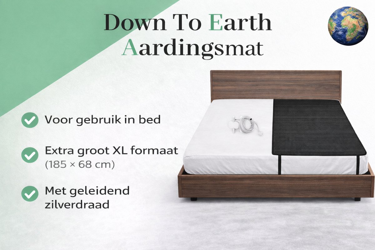 Aardingsmat met 4,6 m EU-kabel, grondmat voor earthing, grondmatset voor een betere slaap, grondpad (25 x 30 cm